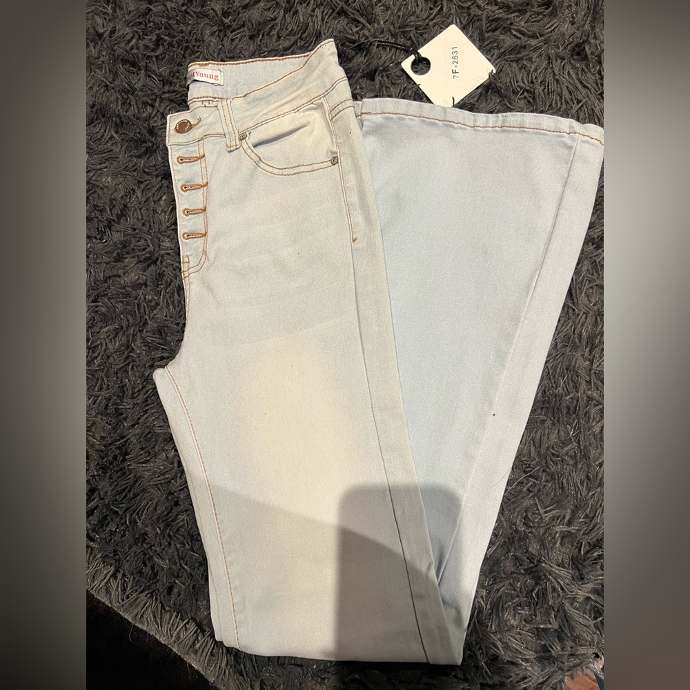 Soft Blue Flare Jeans